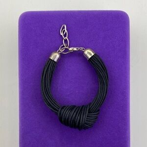 💛 Chic Sterling Silver Black Macramé Cord Bracelet | Versatile Everyday Wear